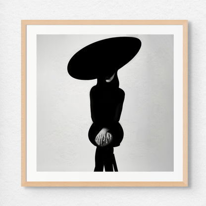 Abstract woman black silhouette with big hat