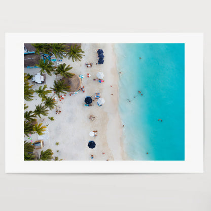 Beach umbrella near the blue ocean