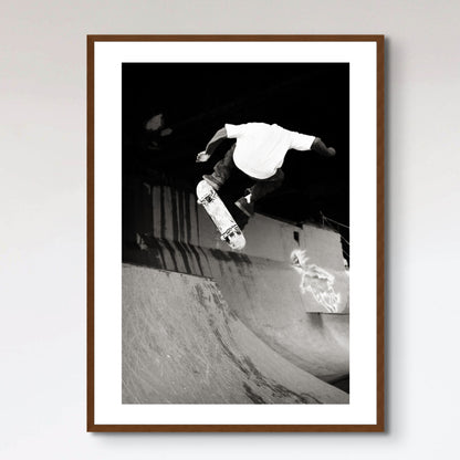 Black and Whit Photo of a Skateboarder