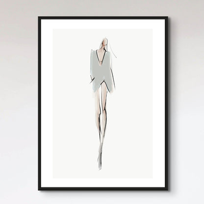 Hand-drawn fashion illustration. Young stylish woman, girl, model