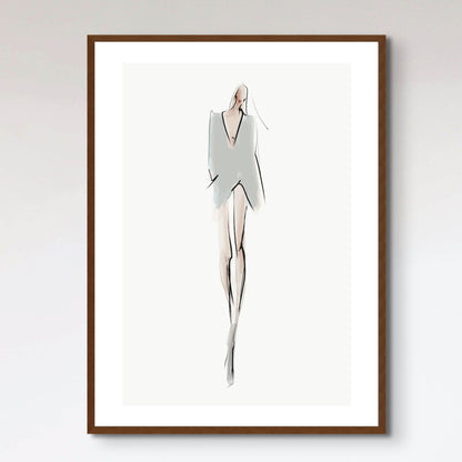 Hand-drawn fashion illustration. Young stylish woman, girl, model