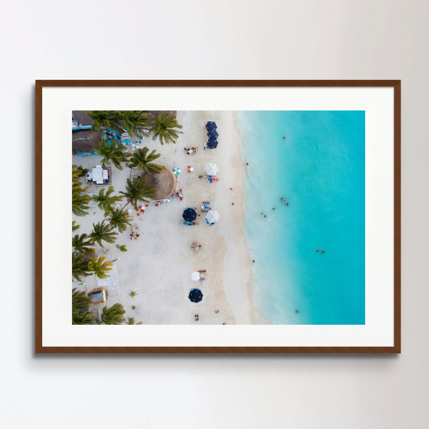 Beach umbrella near the blue ocean