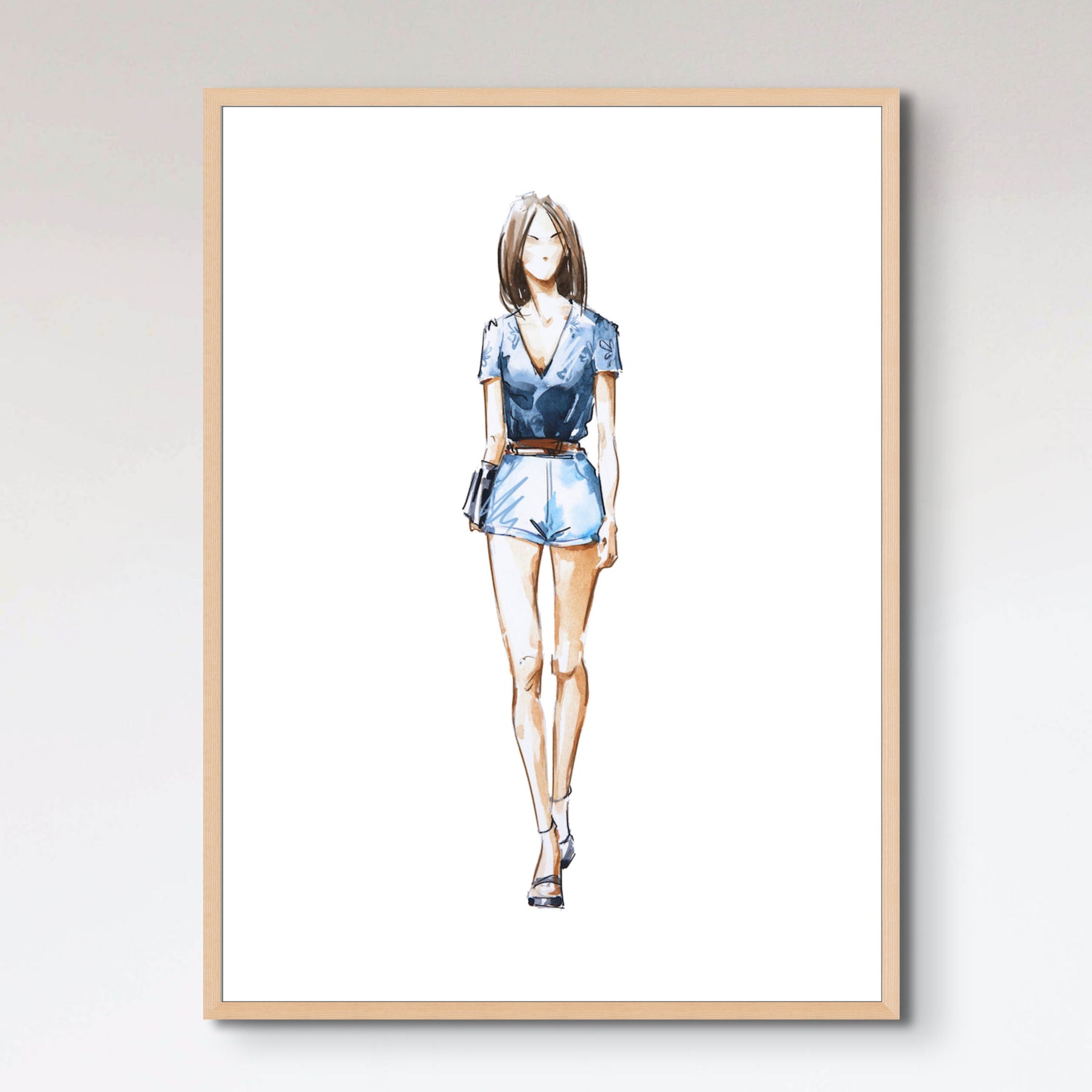 Watercolor fashion illustration, street style