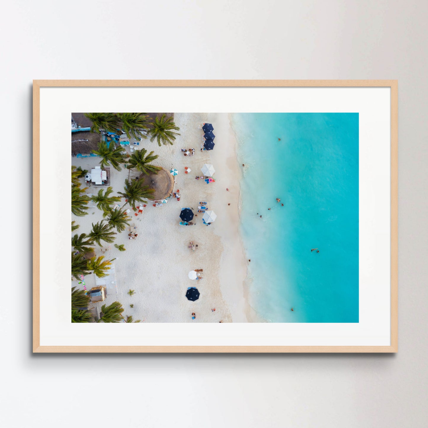 Beach umbrella near the blue ocean