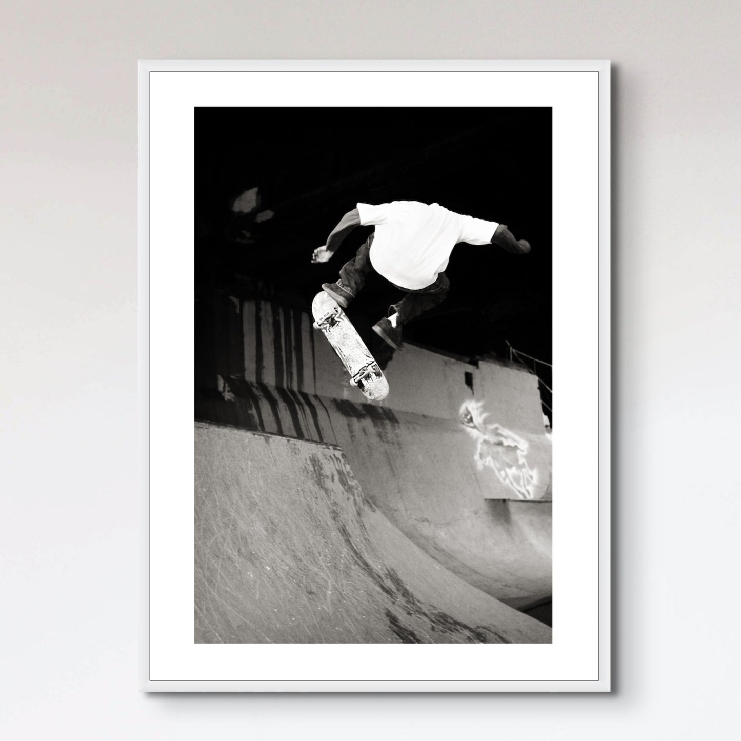 Black and Whit Photo of a Skateboarder