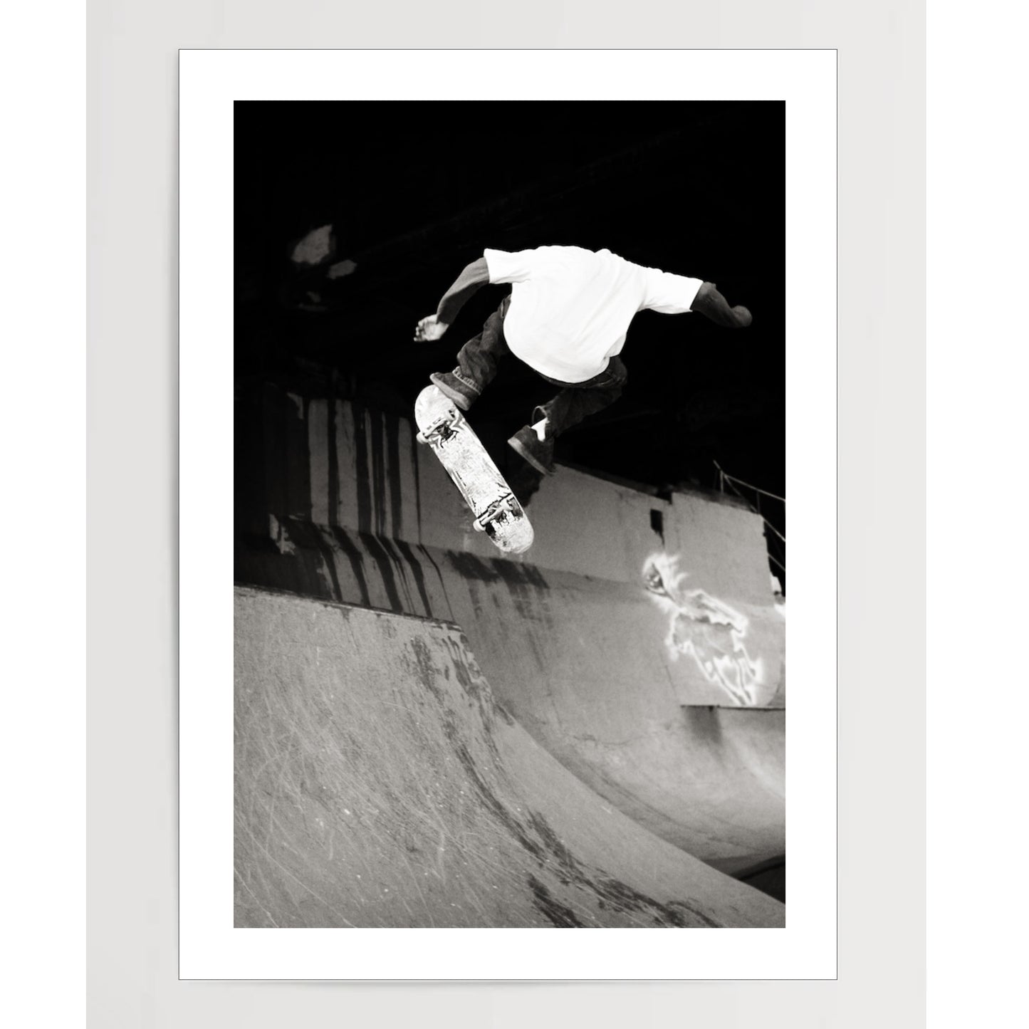 Black and Whit Photo of a Skateboarder