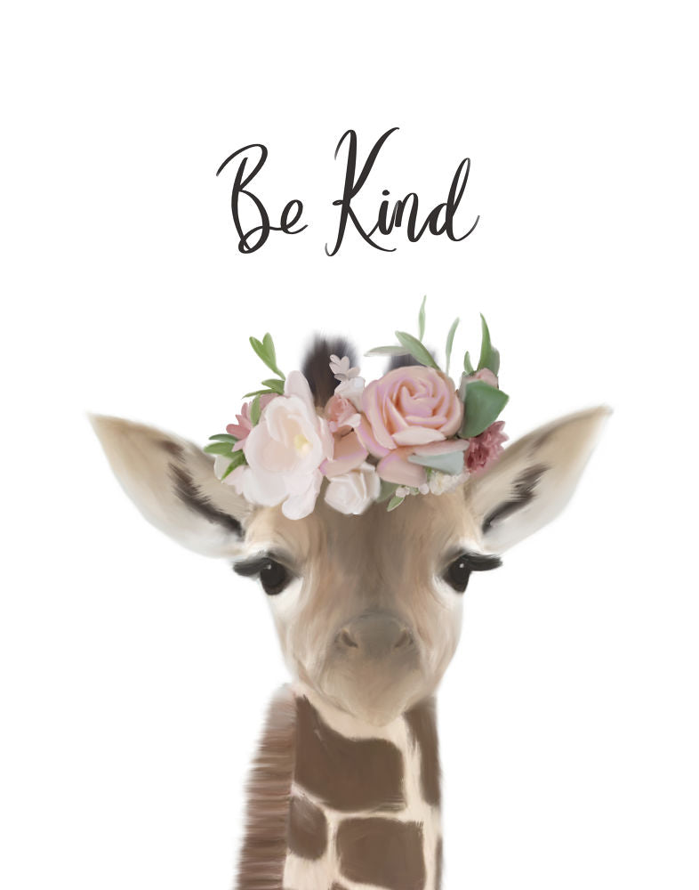 Floral Giraffe Be Kind