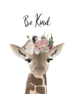 Floral Giraffe Be Kind