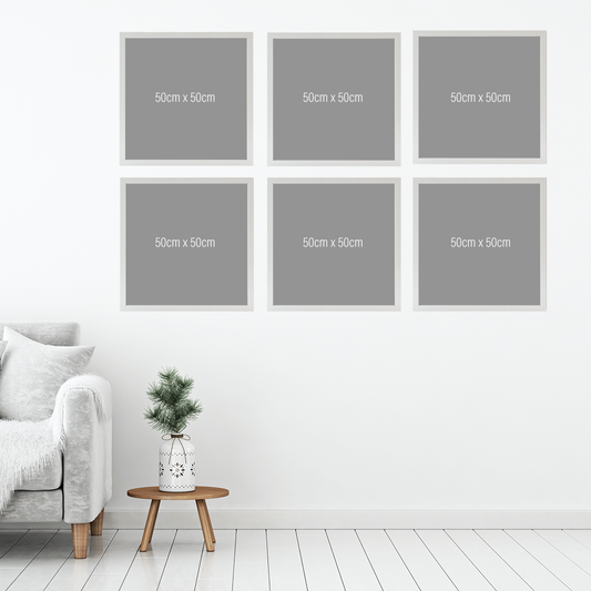 White wooden square frame gallery wall bundle - 6 frames