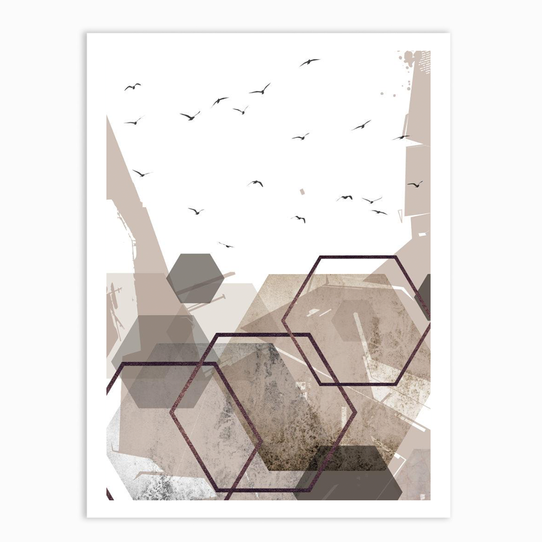 Abstract Hexagons Beige Set