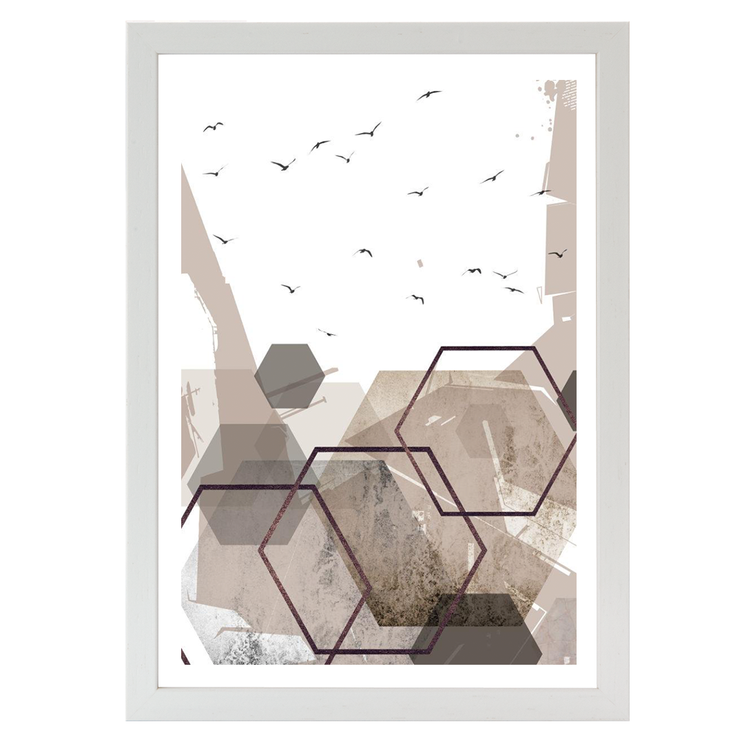 Abstract Hexagons Beige 2