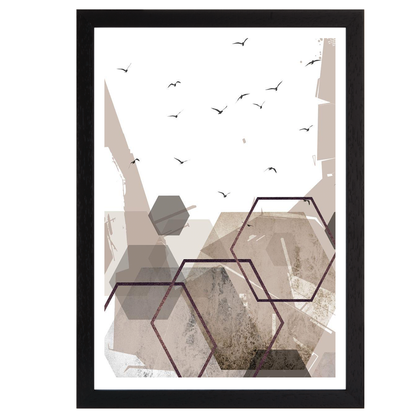 Abstract Hexagons Beige