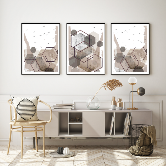 Abstract Hexagons Beige Set