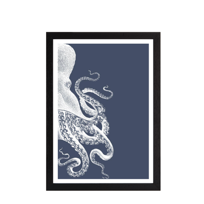 Octopus Indigo Blue and Cream b