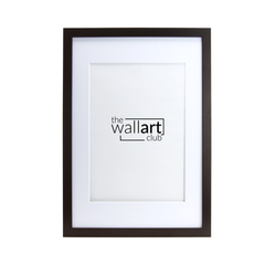 Thin black wooden frame with thick white mount