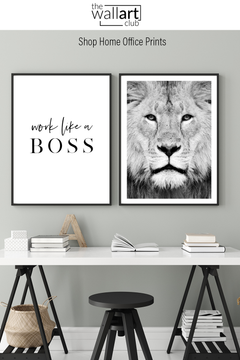 Lion Portrait Print B&W