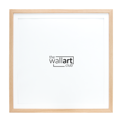 Square thin oak wooden frame with thin white mount