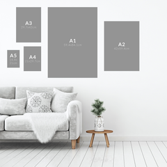 8 Piece Black Wooden Picture Frame Set, 2x A2, 4 x A3 frame & 2 x A4 frames