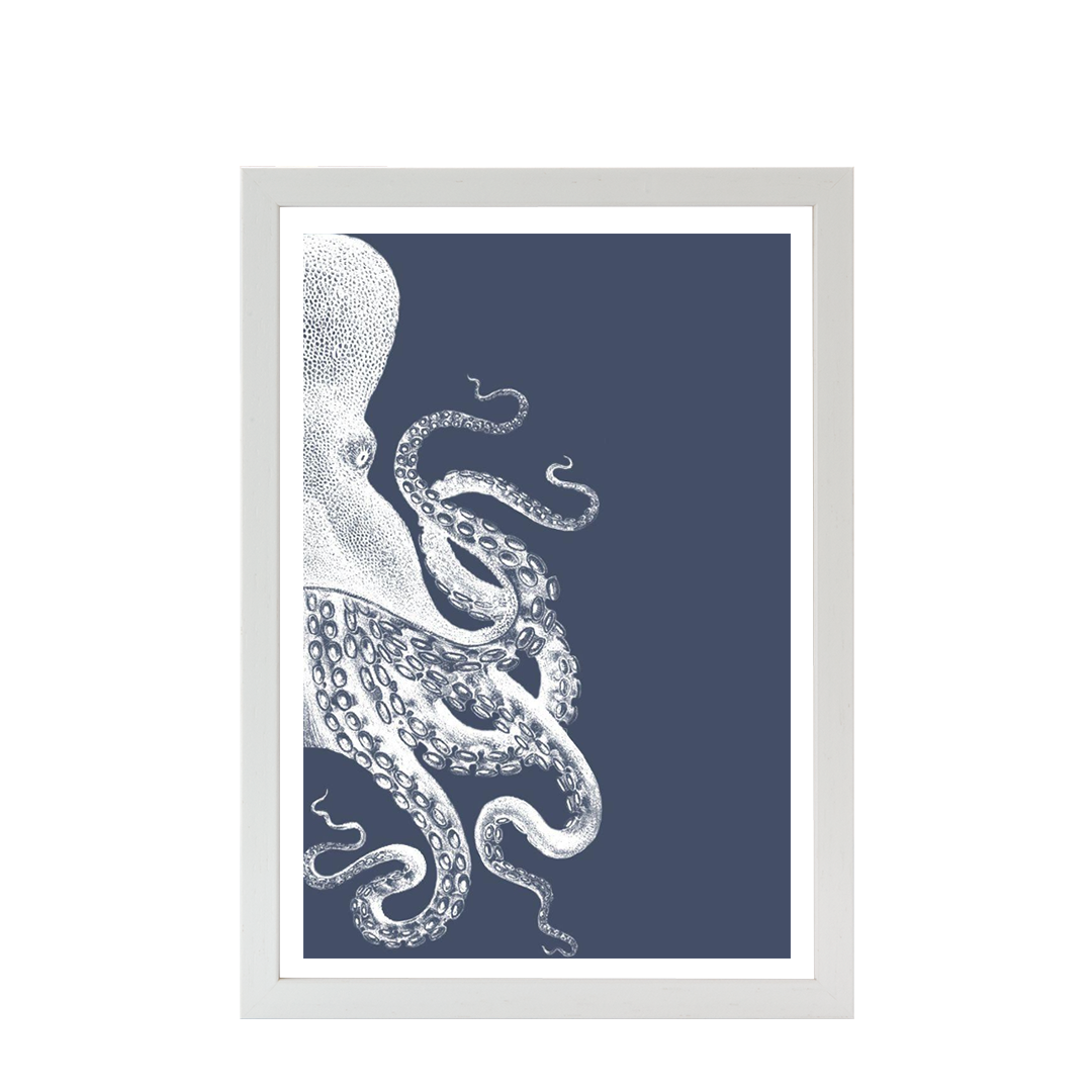 Octopus Indigo Blue and Cream b