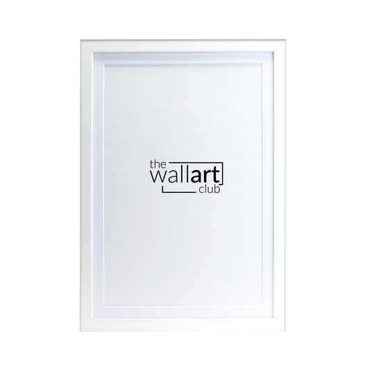 Thin white wooden frame with thin white mount